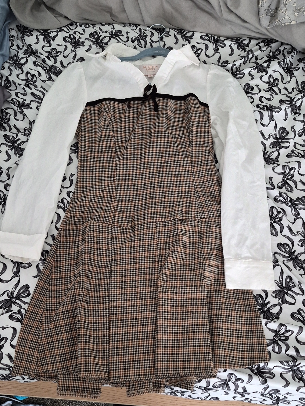Francesca Mini Brown Plaid & White Collared Dress